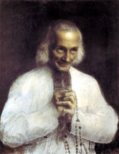 St John Marie Vianney with Rosary